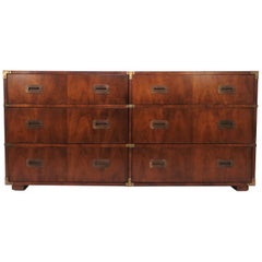 Henredon Six-Drawer Mahogany Campaign Dresser, circa 1960s