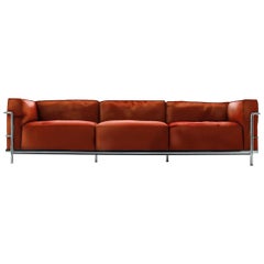 Le Corbusier LC3 Divano Three-Posti Fauteuil Grand Confort Sofa, 1928, Cassina