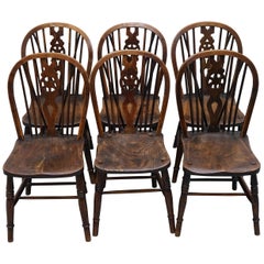 Antique Rare Set of 6 Victorian 1840 Hoop Back Windsor Chairs High Wycombe, England
