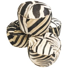 Forsyth Zebra Hide Pouf Ottoman