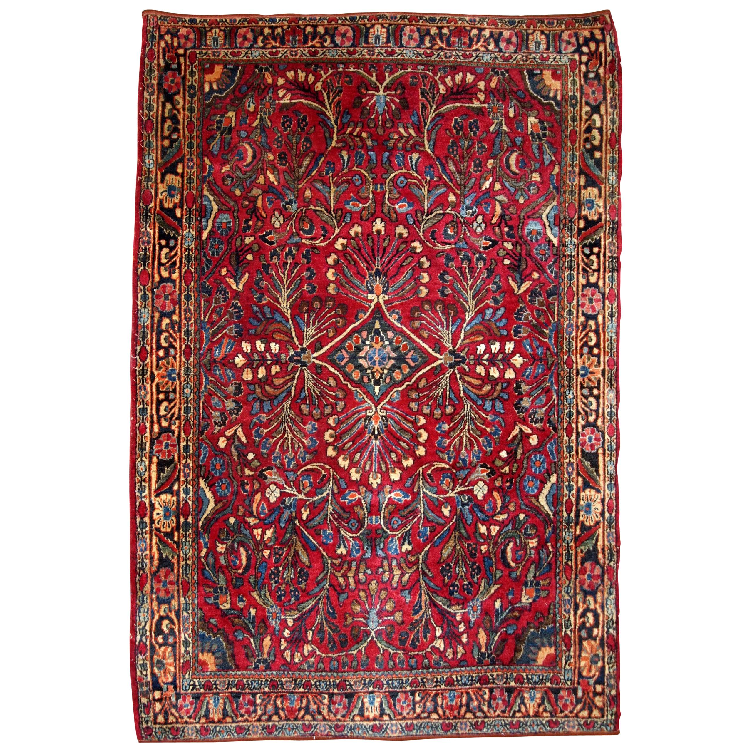 Handgefertigter antiker Teppich im Sarouk-Stil, 1920er Jahre, 1B730
