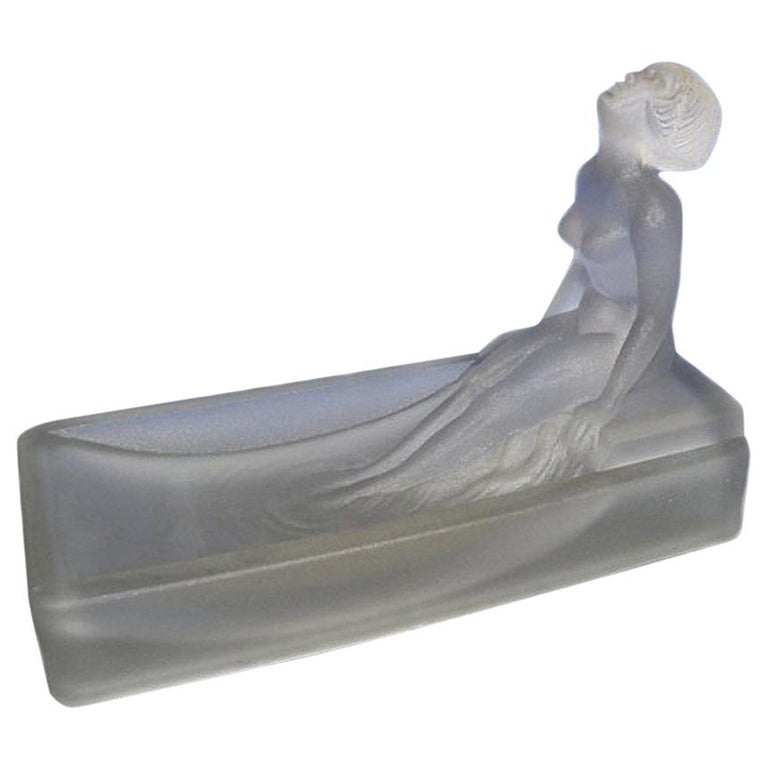 Art Deco Style H. Hoffman Frosted Glass Soap Dish For Sale at 1stdibs
