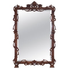 Lovely Hand Carved Fruit and Foliage Hard Wood Framed Bevelled Edge Wall Mirror