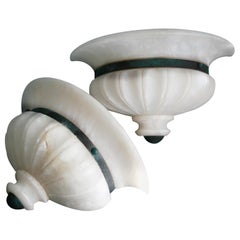 Pair of Midcentury Mediterranean Alabaster Wall Sconces Whit Neoclassic Urn Form