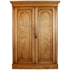 Antique Scottish William IV Figured Elm Two Door Fitted Wardrobe, circa 1830