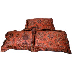 Grands oreillers de tapis vintage en laine, milieu du 20e siècle, fragment de tapis chinois