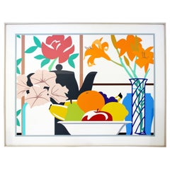Contemporary Large Framed Still Life Petunia Litho by Wesselmann 1988 52/100