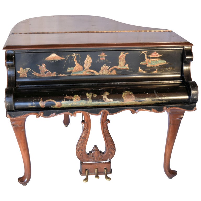 1920 Louis Xv Steinway Style Grand Piano Desk With Chinoiserie Art