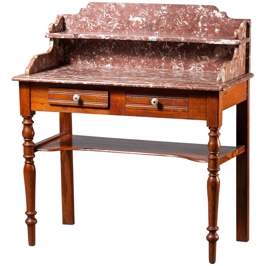 Antique French Napoleon III Marble Pine Washstand, circa 1870 For Sale