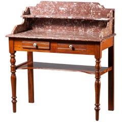 Antique French Napoleon III Marble Pine Washstand, circa 1870