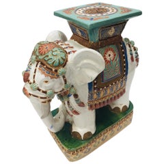 Vintage Chinese Hollywood Regency Ceramic Elephant Garden Stool