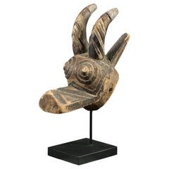 Miniature Bwa Tribal African Antelope Mask on Stand