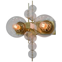 Midcentury Hotel Wall Chandelier with Brass Fixture, European, 1970s