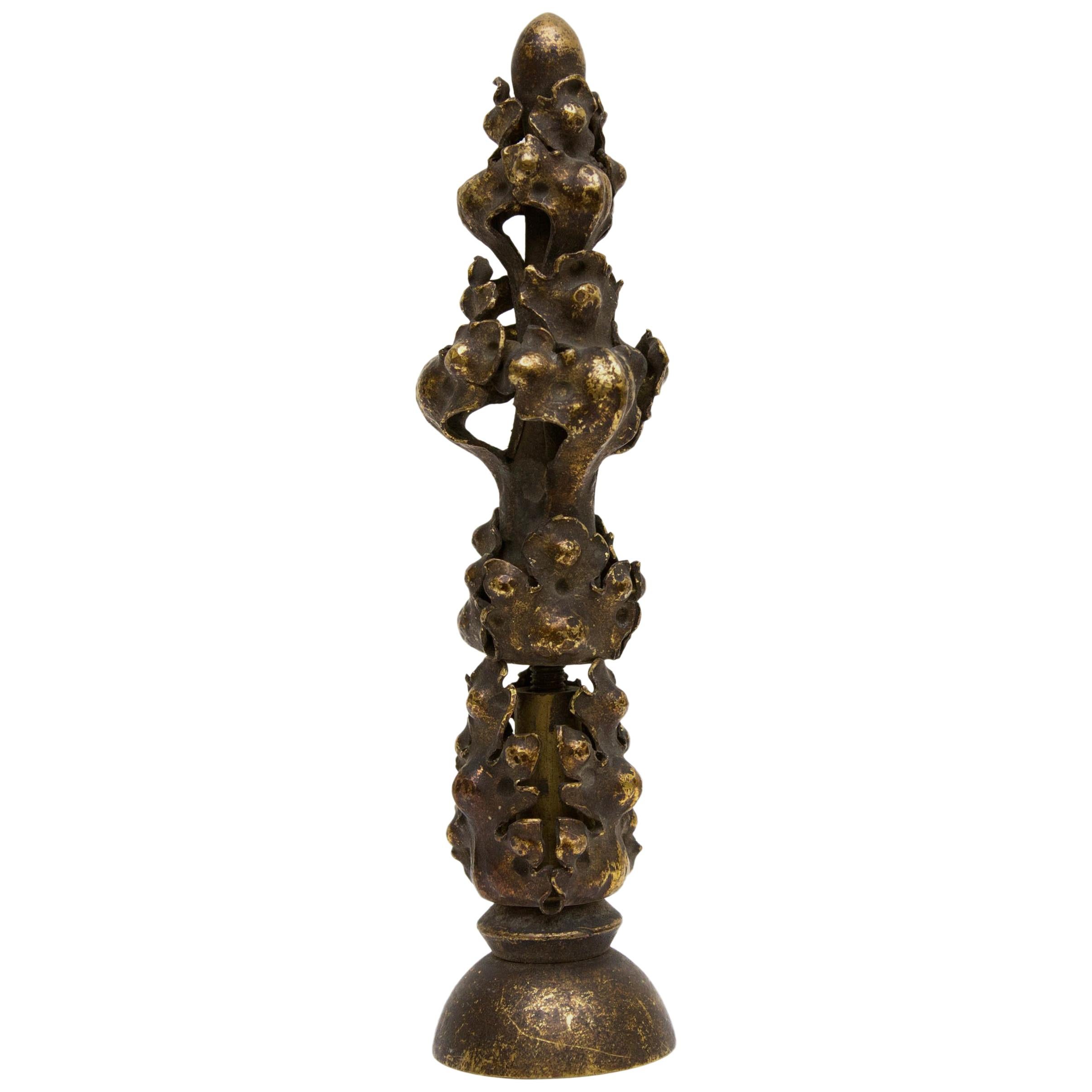 Unusual Antique Bronze Lamp Finial