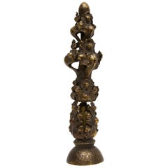Unusual Antique Bronze Lamp Finial