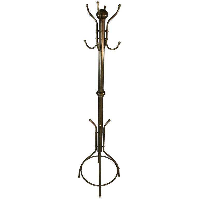 1930s Brass Tall Coat Rack at 1stDibs