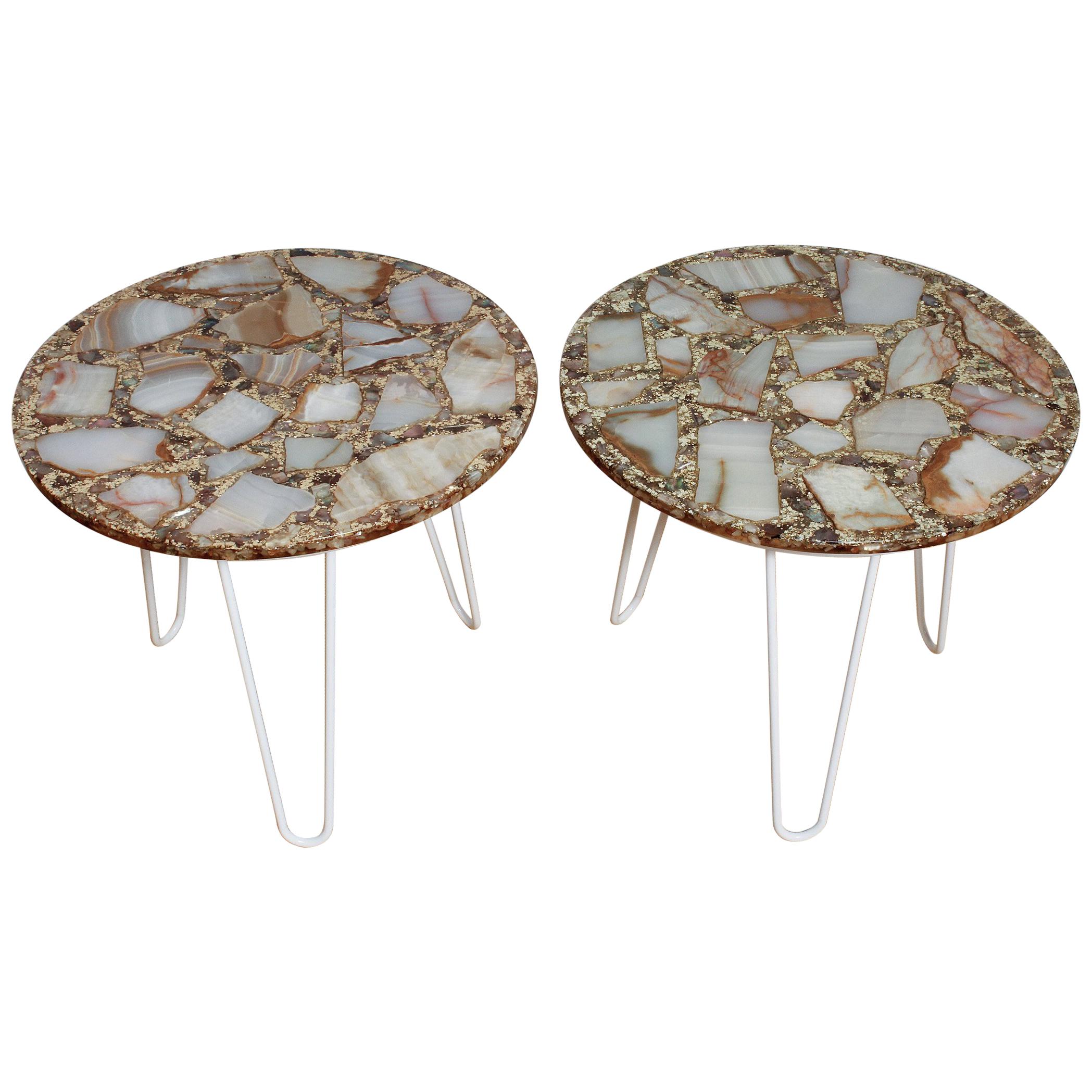 Pair of 1960s Mexican Onyx Side Tables