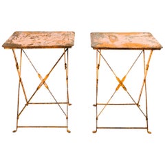 Pair of Antique French Garden Bistro Folding Tables