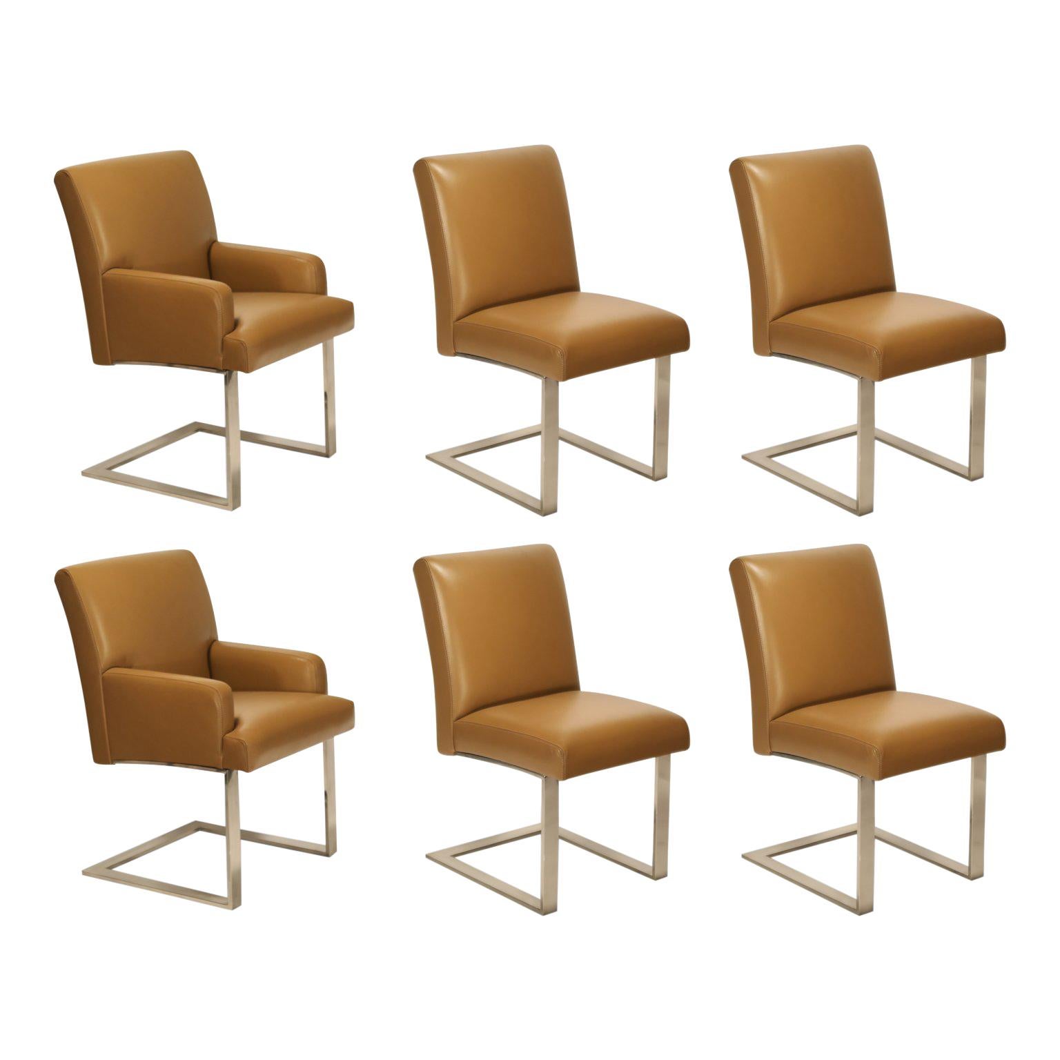 Paul Evans for Directional Dining Chairs in Edelman Leather, Set of Six