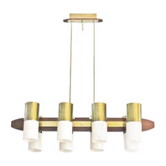 Grand lustre en laiton de style scandinave du milieu du siècle,  Italie années 1950