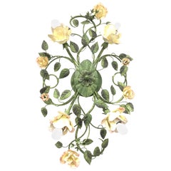 Florentine Flower and Leaf Sconce Flush Mount Lamp Vintage, Italy