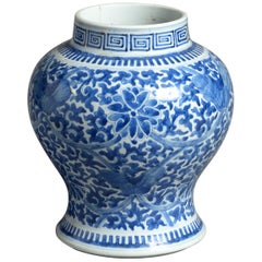 19th Century Blue and White Kangxi Style Porcelain Vase