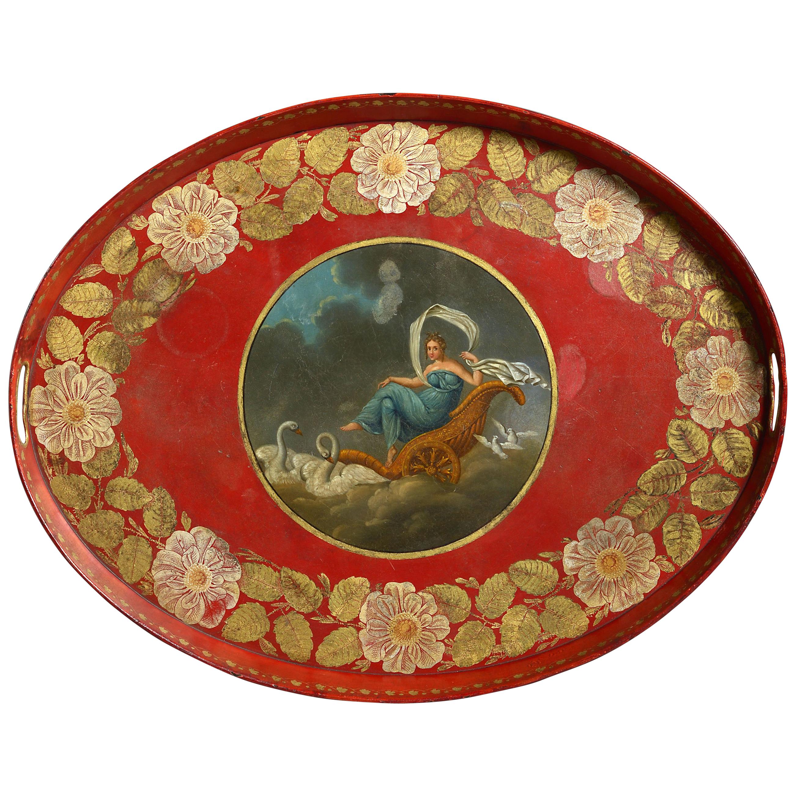 Early 19th Century Regency Period Red Tole Tray