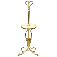 Antique Art Nouveau Polished Brass Floor Lamp