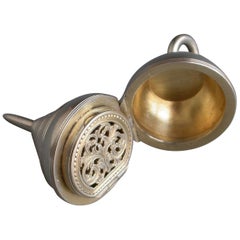 Victorian Novelty Silver Plumb Bob or Peg Spinning Top Vinaigrette, circa 1873