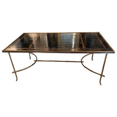 Stunning Black Lacquer Bamboo Chinoiserie Coffee Table