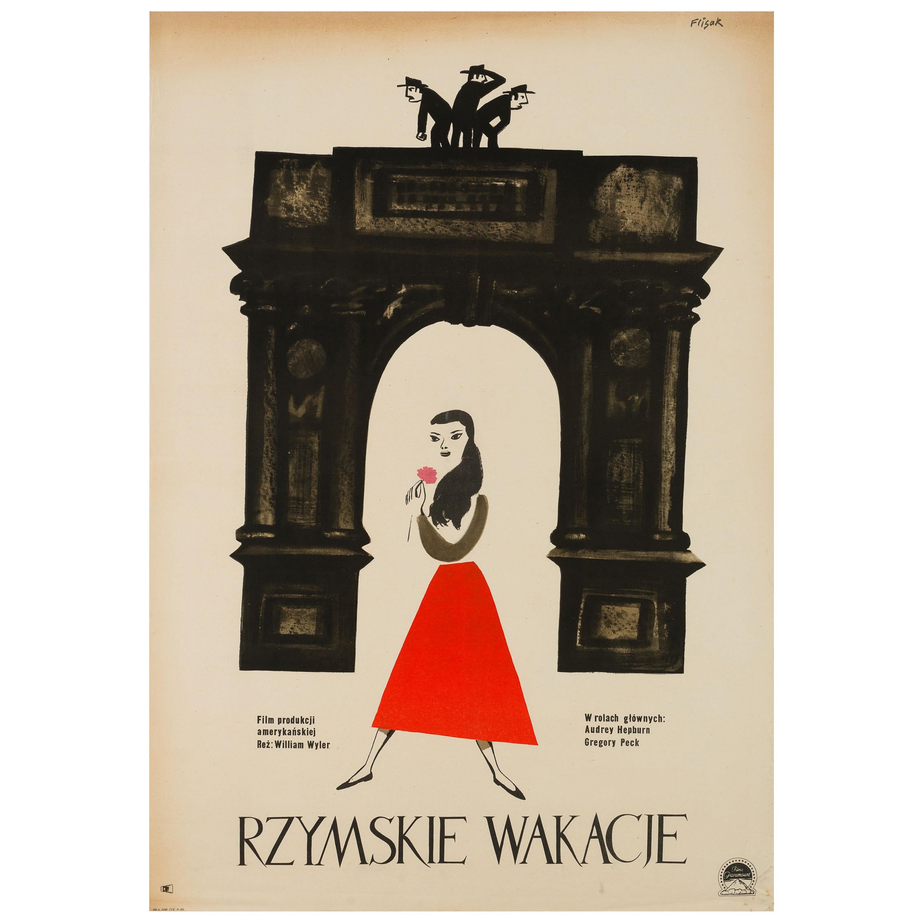 Affiche d'origine polonaise du film Roman Holiday de Jerzy Flisak, 1959