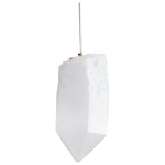 "Crystal" Pendant Light in White Hand Blown Glass by Jeff Zimmerman