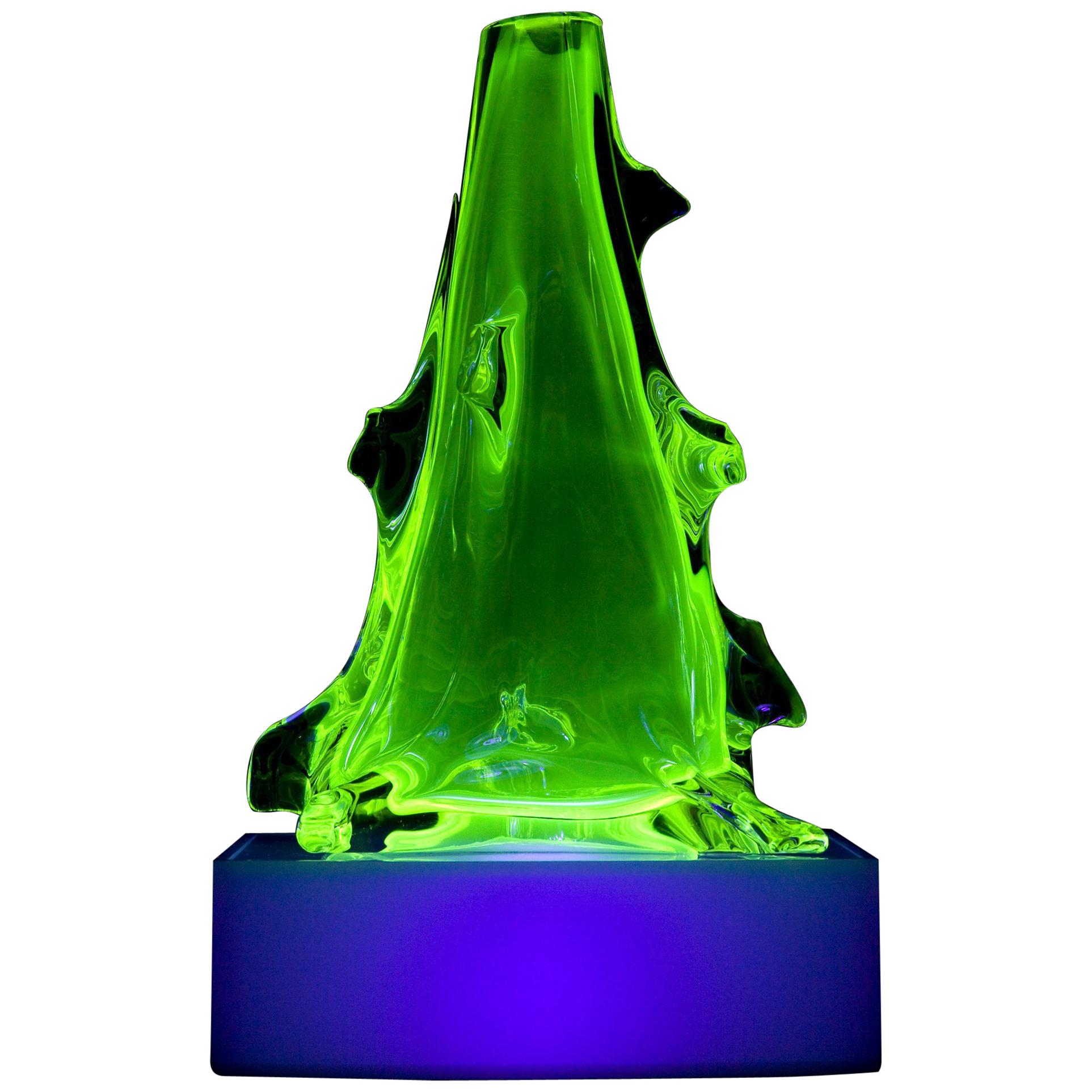 Sculptural Light in Fluorescent Hand Blown Glass by Jeff Zimmerman