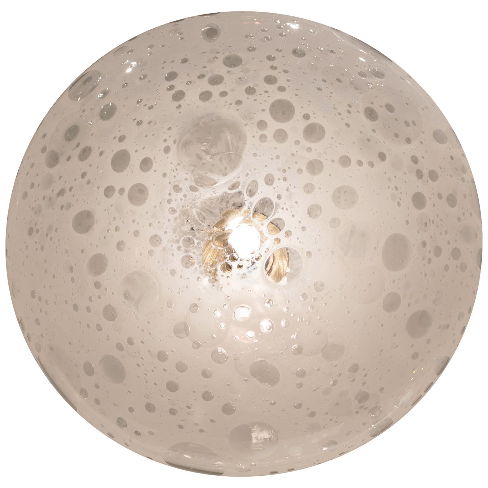 "Full Moon" Sculptural Wall Light in Hand Blown Soda Glass by Jeff