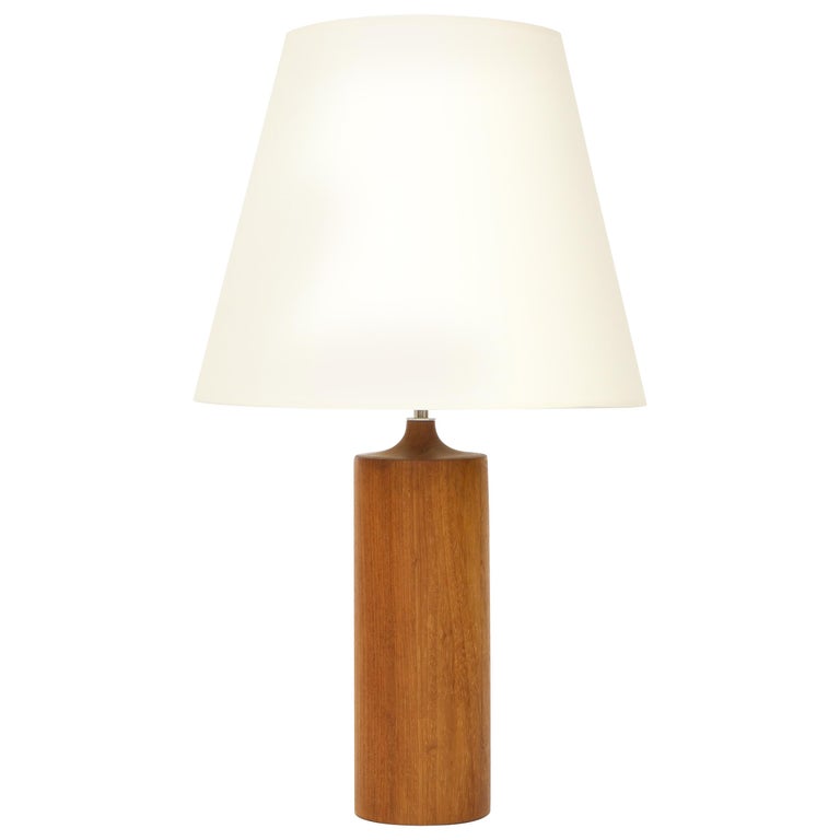 Vintage Danish Solid Teak Table Lamp, Tall Wood Table Lamps