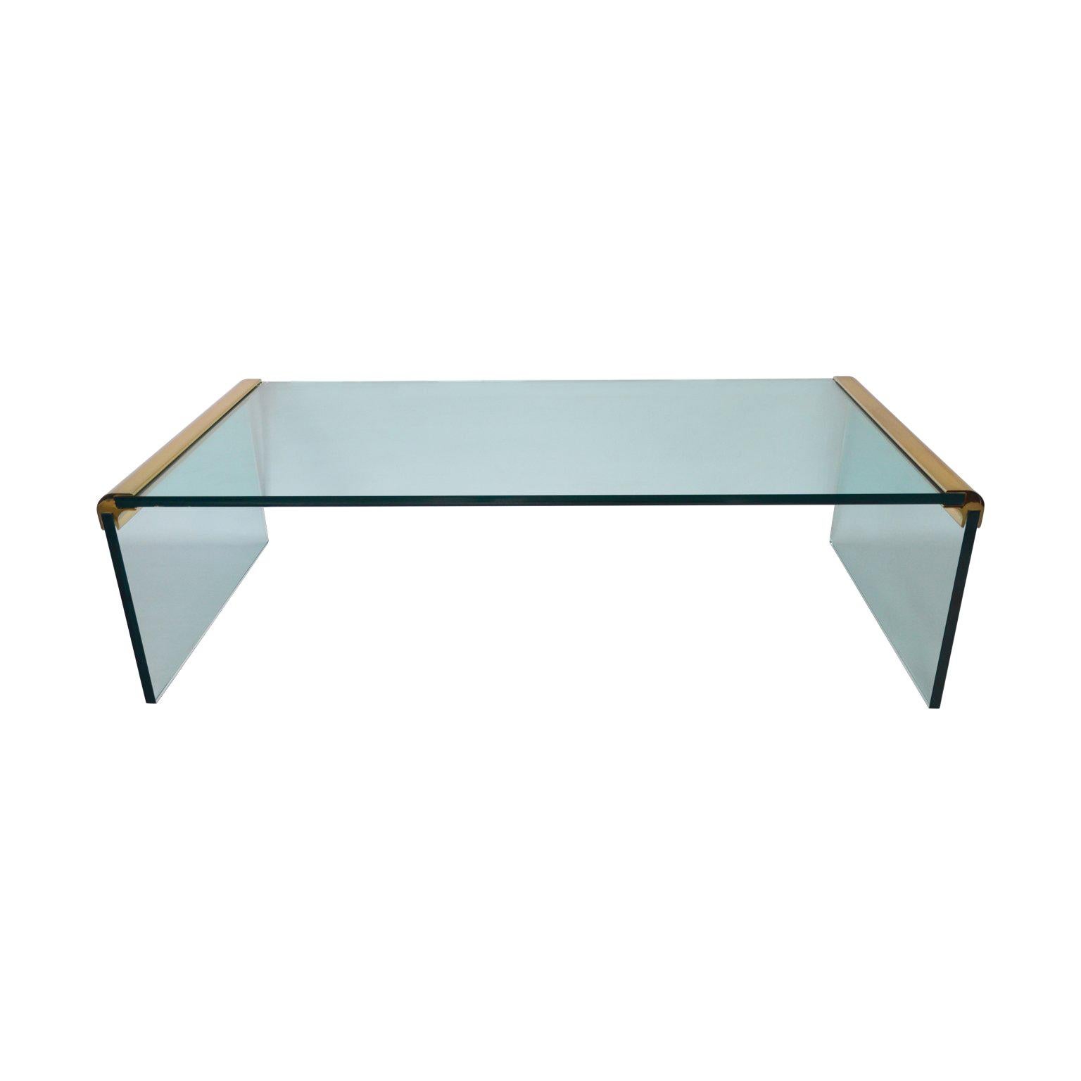 Brass and Glass Waterfall Table by Leon Rosen for Pace Collection For Sale