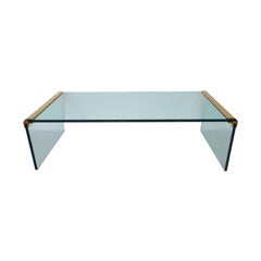Brass and Glass Waterfall Table by Leon Rosen for Pace Collection