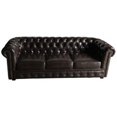 Midcentury English Brown Chesterfield Sofa