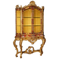 20th Century Red Lacquered and Giltwood Italian Showcase, 1950