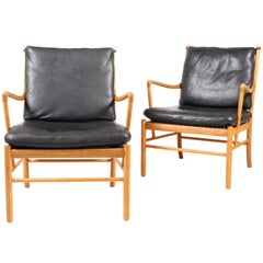 Pair of Colonial Chairs in Oak by Ole Wanscher, Made in Denmark