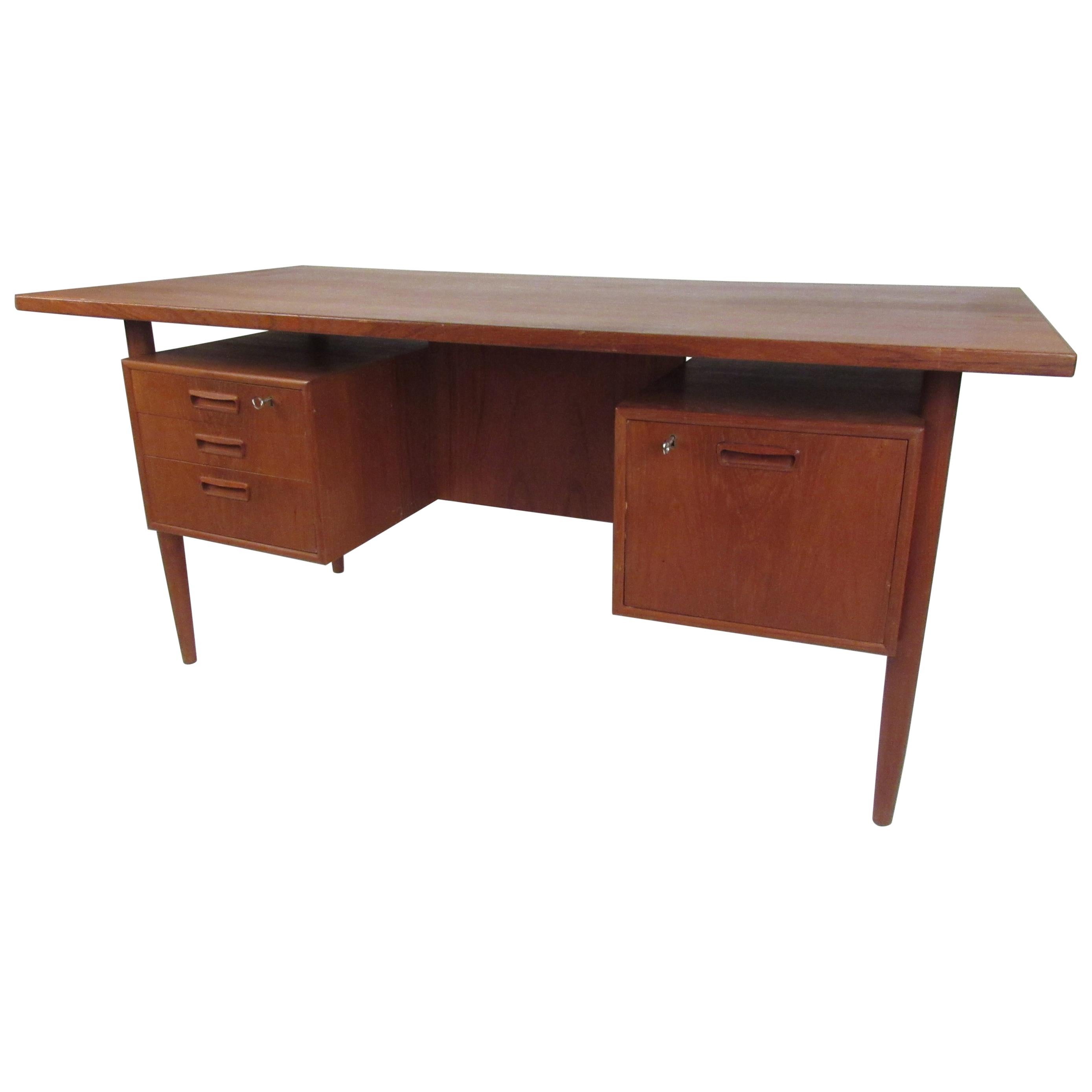 Danish Modern Twin Pedestal Writing Desk by H.P. Hansen