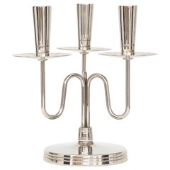 Vintage Pair of Tommi Parzinger 3-Arm Nickel Candelabras