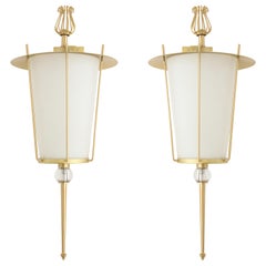 Maison Lunel Brass Lantern Sconces