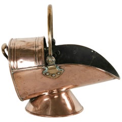 Late 19th Century French Copper Coal Bucket with Riveted Brass Handle