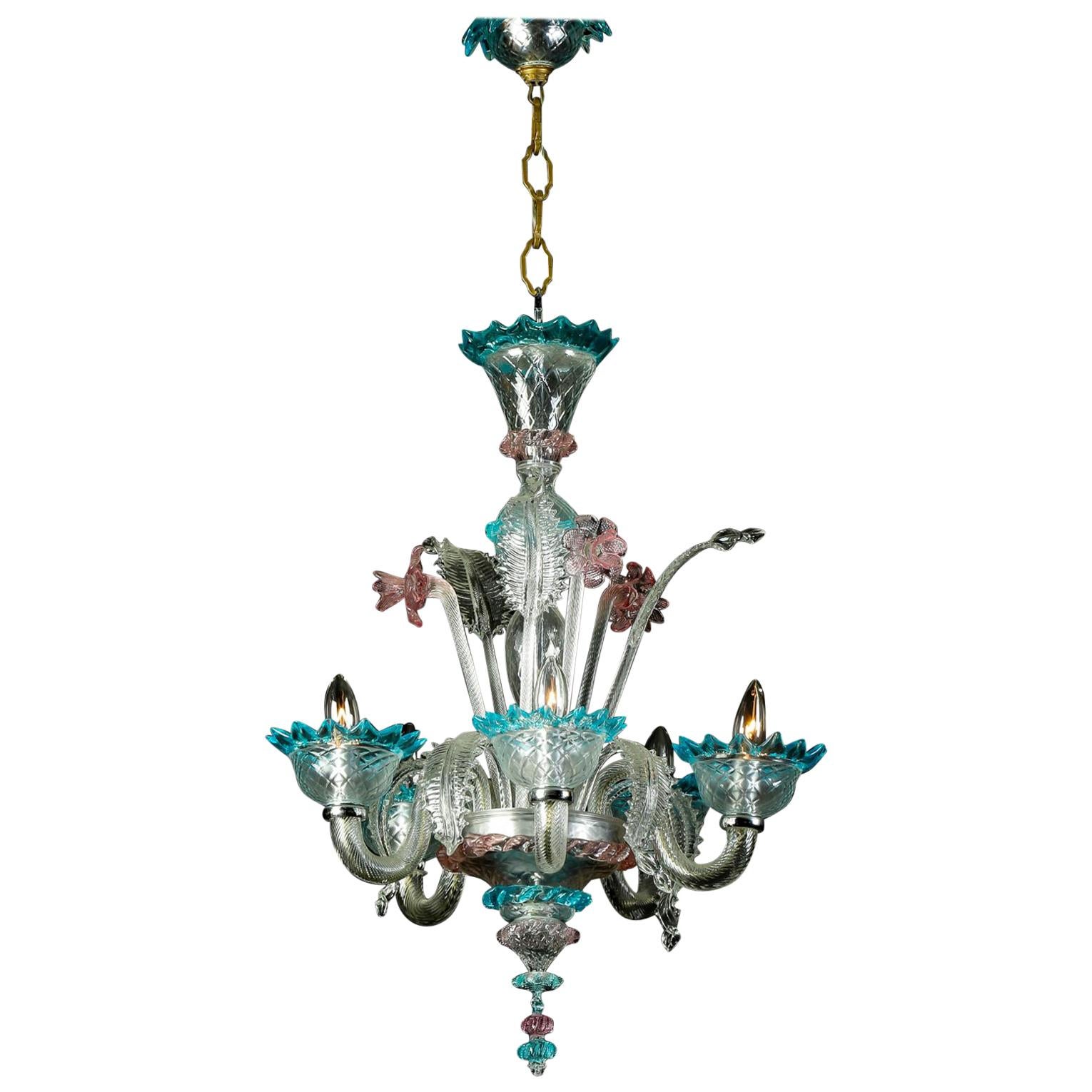 Italian Murano Glass Daffodil Chandelier For Sale at 1stDibs