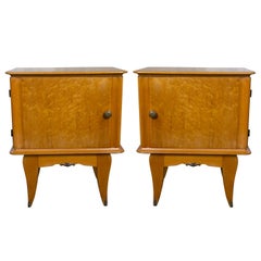 Pair of French 1940s Bird's-Eye Maple Nightstands