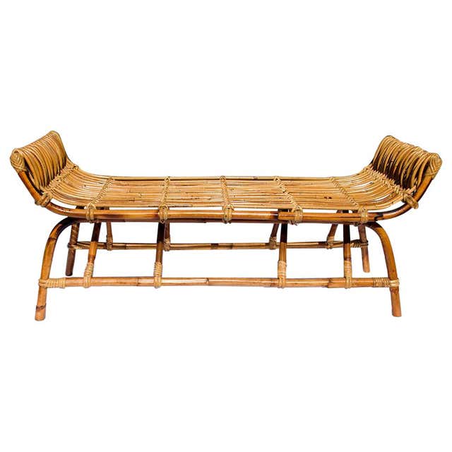 Rattan Bench at 1stDibs