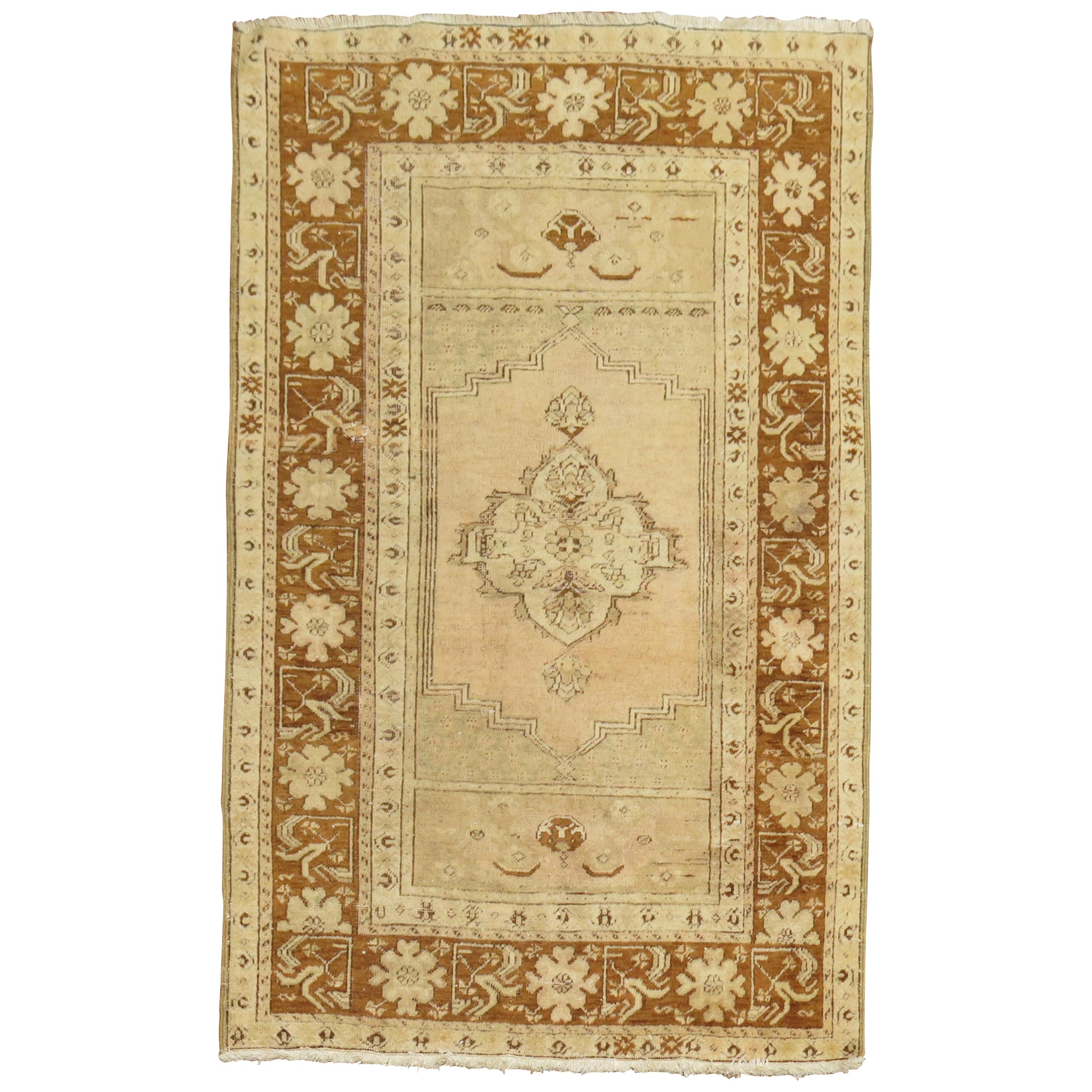Soft Pink Salmon Oushak Rug For Sale