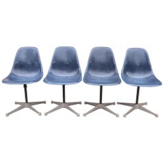 Set of Four Navy Herman Miller Eames Fiberglass Dining Chairs