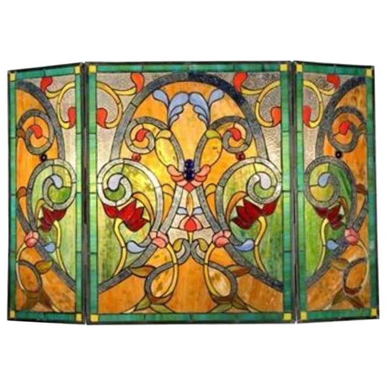 TiffanyStyle Victorian 3 Pieces Folding Fireplace Screen at 1stDibs